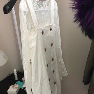 black hoodie+red skirt, lace dress